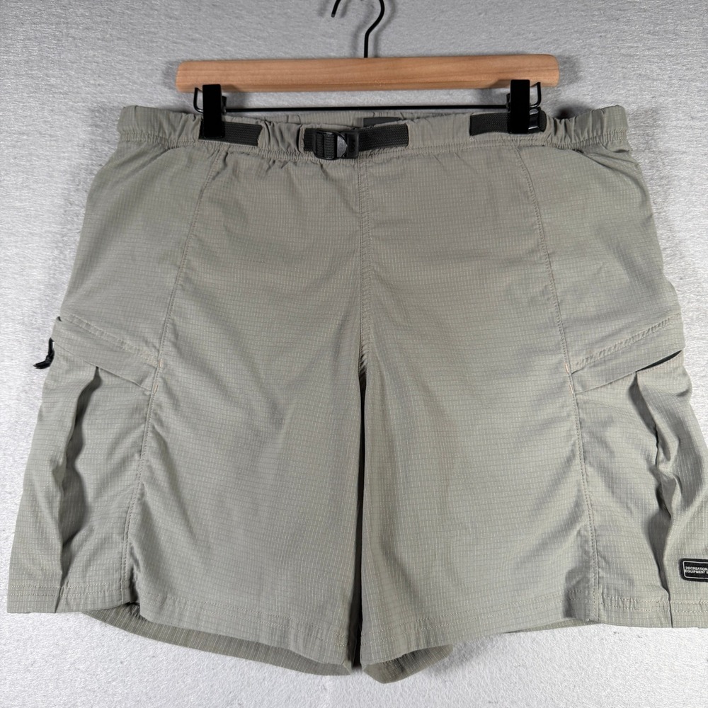 REI Co-op Mens Gray Ripstop Padded Cycling Cargo Shorts Size L 36 Waist Belted